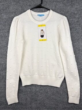 Draper James Women's Size S James Ivory Textured Dot Knit Sweater Pullover New
